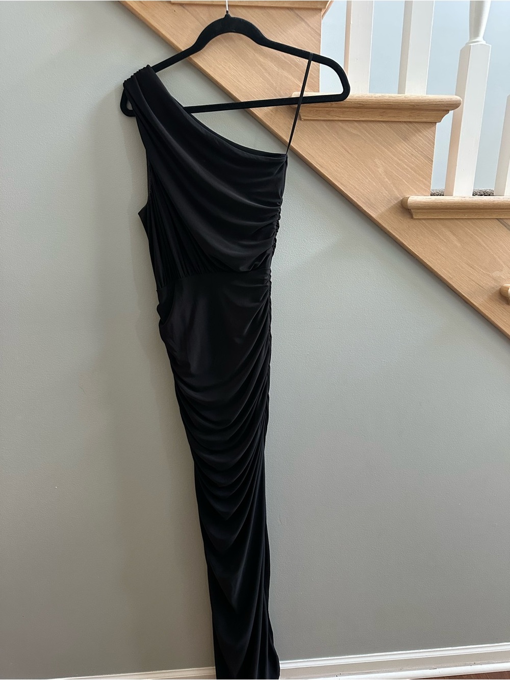 Windsor Black One-Shoulder Ruched Gown